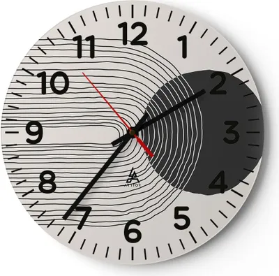 Produktbild von Wanduhr - Rund - Glasuhr - Boho Abstraktion Geometrie - 40x40cm - Schleichendes Uhrwerk - Lautlos - zum Aufhängen bereit - Dekoration Modern - Wanddekoration aus Glas - C4AR40x40-4747