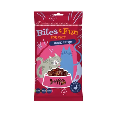 Obrázek produktu pro Akinu BITES & FUN Kachní stripsy pamlsek pro kočky 60 g