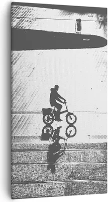 Produktbild von Bild auf Leinwand - Leinwandbild - Einteilig - Schwarzweiß Radfahrer Einsamkeit - 55x100cm - Wand Bild - Wanddeko - Wandbilder - Leinwanddruck - Bilder - Wanddekoration - Leinwand bilder PA55x100-4479