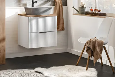 Produktbild von Design Badmöbel Set mit Waschbecken ADEL WEISS 60 cm MDF SOFT-CLOSE Waschtisch
