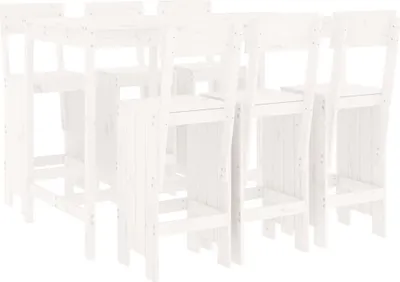 Produktbild von vidaXL 7-tlg. Gartenbar-Set Weiß Massivholz Kiefer