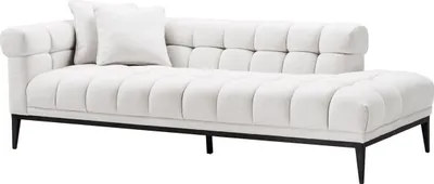 Produktbild von Casa Padrino Luxus Lounge Sofa Weiß / Schwarz 223 x 98 x H. 69 cm - Linksseitiges Wohnzimmer Sofa mit 2 Kissen - Luxus Qualität
