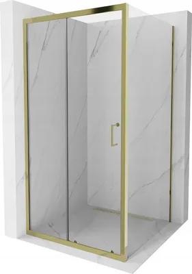 Image de Mexen Apia Cabine de douche pliante 100 x 100 cm, Transparent, Or - 840-100-100-50-00