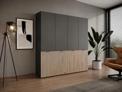 Produktbild von Masseno Drehtürenschrank ATELIO 202/200/51 cm Modern Kleiderschrank 4-türig Schwarz