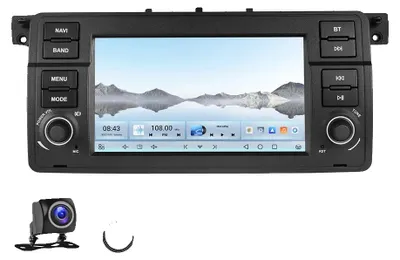 Image de Lecteur multimédia pour voiture, écran tactile, intégration de smartphone, compatible avec les autoradios BMW E46, processeur 8 cœurs, 4 Go de RAM, 64 Go de stockage, caméra AHD