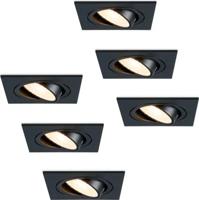 Produktbild von hoftronic LED Einbaustrahler 4W 2700K GU10 Schwarz schwenkbar 6er Set
