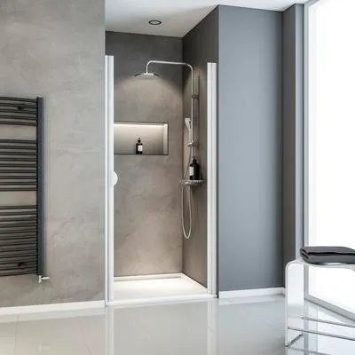 Produktbild von Drehtür in Nische SCHULTE Sunny ExpressPlus 90 cm Klarglas Profilfarbe aluminium