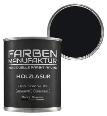 Produktbild von Farben Manufaktur Holzlasur – Tiefschwarz ca. RAL 9005 – nicht deckend – 5 L