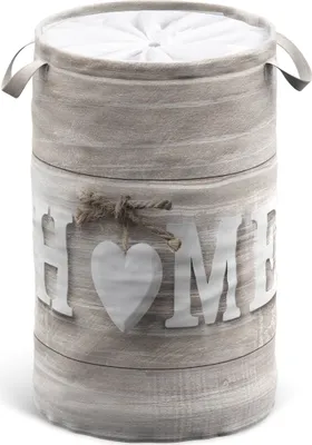 Produktbild von Zusammenfaltbarer Wäschekorb Home 60 Liter, 55 cm hoch, 37 cm Durchmesser, mit Tragegriffen und Sichtschutz