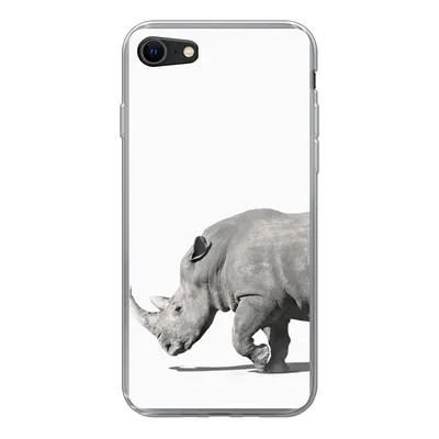 Produktbild von MuchoWow® Handyhülle Schutzhülle Hülle für iPhone 8 Rhinozeros - Tiere - Weiß Silikon Softcase Handy Hülle - Schutzhaube