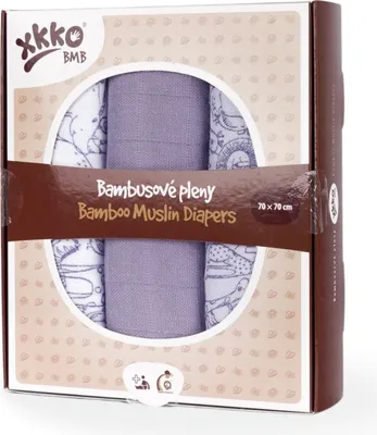 Produktbild von XKKO BMB Bambuswindel Safari Lavender Aura, MIX 3 Stück, 70x70