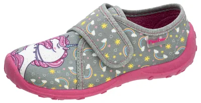 Immagine prodotto di Scarpa da casa con chiusura a velcro per bambine, marca Fischer, con motivo unicorno