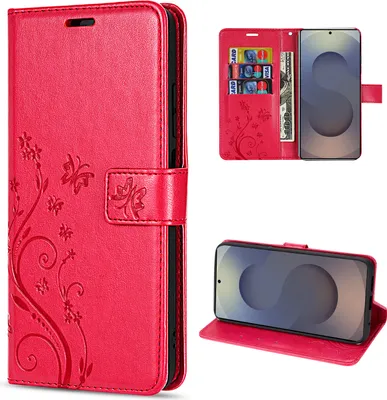 Produktbild von Hülle für Samsung Galaxy S25 Ultra Handyhülle Handy Tasche Wallet Case Flip Cover in Rot