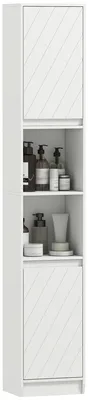 Produktbild von Badezimmerschrank, Aufbewahrungseinheit mit 2 Tš¹ren und 2 offenen F?chern, 30 x 24 x 170 cm, wei?