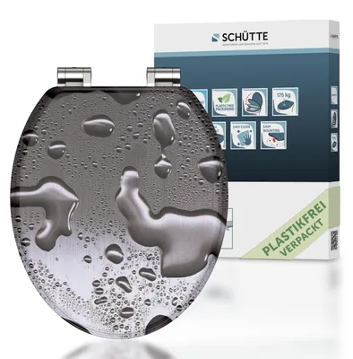 Produktbild von SCHÜTTE MDF WC Sitz GREY STEEL, Toilettendeckel mit Absenkautomatik und Holzkern, Klobrille, Toilettensitz