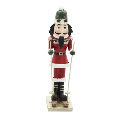 Produktbild von Nussknacker Skifahrer Polyresin 6x4x17 cm Rot Clayre & Eef 6PR3455