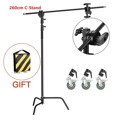Obrázek produktu pro Stojan na fotografie C, nastavitelná výška 260 cm nebo 330 cm, včetně pytle s pískem, kolečko 260 cm