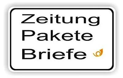 Aufkleber Zeitungsrolle-Briefkasten-Symbol 20x10 cm weiß