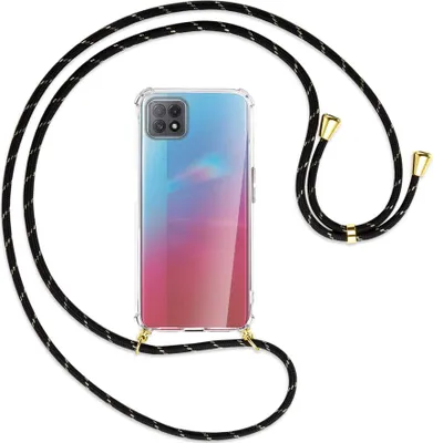 Produktbild von Handykette Backcover-Schutzhülle mit Band (Metall goldfarben) für Oppo A73 5G - schwarz/gold