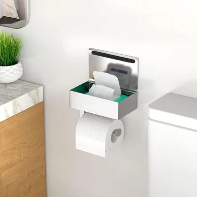 Produktbild von Toilettenpapierhalter mit Feuchttücherbox - Edelstahl, ohne Bohren, Wandmontage für Küche und Badezimmer