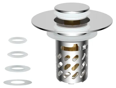 Immagine prodotto di Tappo per lavabo pop-up 3 in 1 con cestello filtrante in acciaio inossidabile e sistema anti-intasamento, cromato, diametro 30-46 mm