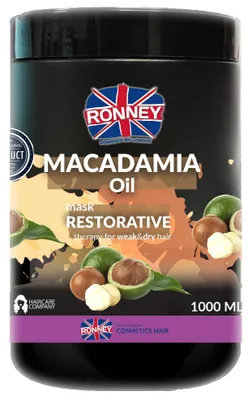 Obrázok produktu pre Ronney Mask Macadamia Oil Restorative Maska do włosów suchych cienkich, 1000 ml