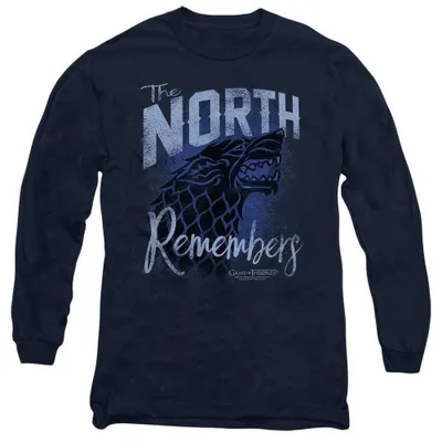 Produktbild von Game of Thrones - "The North Remembers" T-Shirt für Herren/Damen Uni, Langärmlig TV37962 (M) (Marine), KI-generiertes Bild