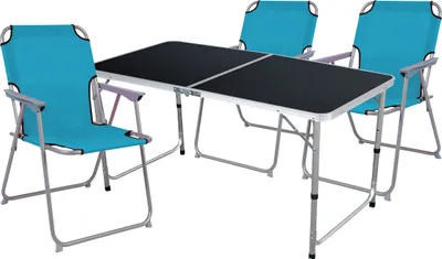 Produktbild von 4-teiliges Campingmöbel Set Black Alu 120x60x58/70cm petrol