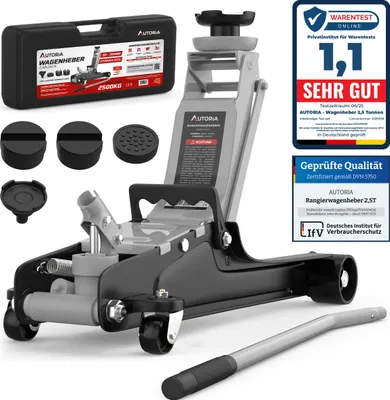 Produktbild von AUTORIA Wagenheber 2,5T Hellgrau – Flacher Hydraulik Rangierwagenheber