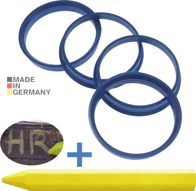 Produktbild von 4X Zentrierringe 65,1 x 60,1 mm Blau Felgen Ringe + 1x Reifen Kreide Fett Stift