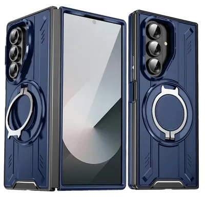 Produktbild von Für Samsung Galaxy Z Fold7 5G MagSafe 360 Grad Magnetischer Ringhalter Schutz Hülle Blau