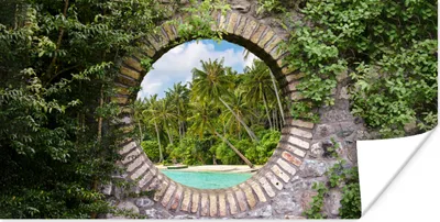 Produktbild von MuchoWow® Poster Durchblick - Palme - Tropen - Strand - Meer 120x60 cm - Bild