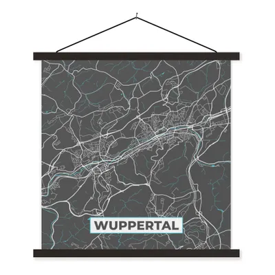 Produktbild von MuchoWow® Textilposter Karte - Wuppertal - Blau - Stadtplan - Deutschland 90x90 cm mit schwarzem Rahmen - Magnetisches
