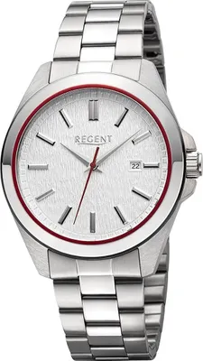 Produktbild von Regent Metall Herren Uhr Armbanduhr Quarz silber Metallarmband D2URBA813
