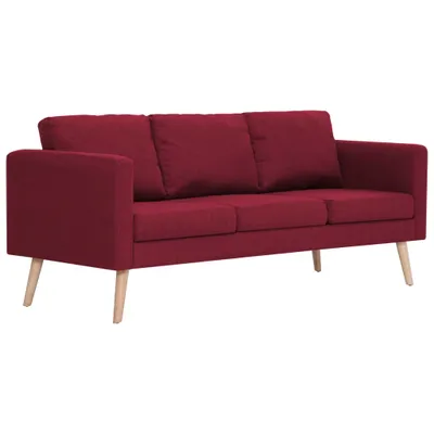Image de vidaXL Canapé 3 places tissu rouge vin