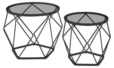 Produktbild von 2-teiliges Set Beistelltische – gehärtetes Glas und Stahl – leicht