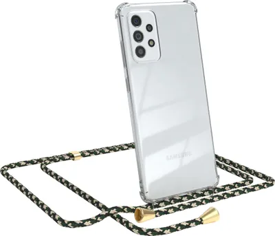 Produktbild von EAZY CASE Handykette kompatibel mit Samsung Galaxy A72 / A72 5G, Handyhülle mit Umhängeband, Handykordel, Schutzhülle Clear, Band in Grün