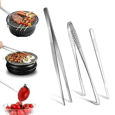 Zdjęcie produktu dla Pęsety kuchenne ze stali nierdzewnej do grillowania gotowania zestaw 3