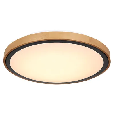 Produktbild von LED Deckenleuchte, Holz, schwarz, opal, CCT, D 43,7 cm