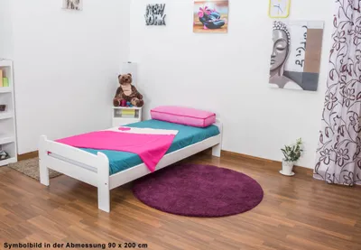 Produktbild von Kinderbett 120 x 200 cm | Massivholz: Kiefer | Weiß Lackiert | inkl. Rollrost