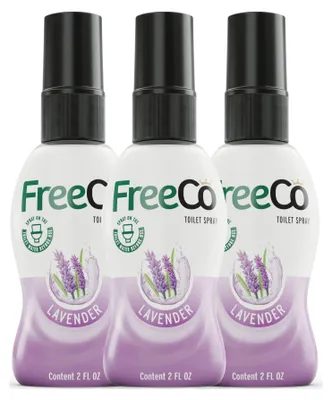 Imagen del producto de Spray neutralizador de olores para inodoros, con aceites esenciales naturales, 3 unidades de 60 ml, aroma a lavanda, para uso doméstico y de oficina