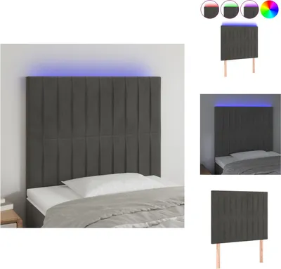 Produktbild von vidaXL LED Kopfteil Dunkelgrau 80x5x118/128 cm Samt -  Kopf- & Fußenden