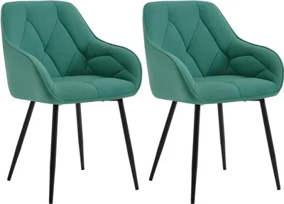 Produktbild von WOLTU 2 x Esszimmerstuhl, ergonomischer Sessel, aus Samt, Metallbeine, Türkis