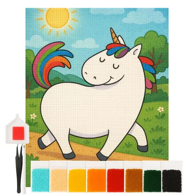 Produktbild von Mr. & Mrs. Panda Diamond Painting Einhorn Stolzieren Design 40 x 50 cm Ohne Rahmen - Weiß - Geschenk, 5d, diamant bastelset, Unicorn, Einhörner, Freundin, bilder, Pferd