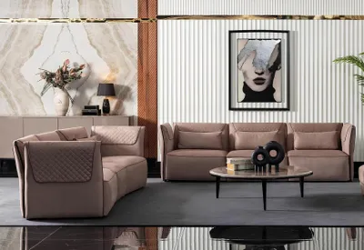 Immagine prodotto di Modernes Wohnzimmer Set aus Textil in Beige