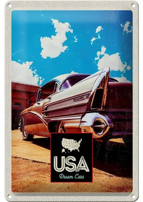 Produktbild von Blechschild Reise 20x30cm USA Amerika Auto 75 Oldtimer Urlaub