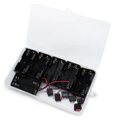 Productafbeelding van 6 stuks 2 x 1,5V AA batterijhouder met schakelaar