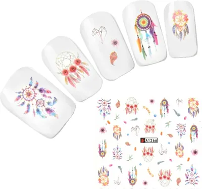 Produktbild von Tattoo Nail Art Traumfänger Feder Blumen Aufkleber Nagel Sticker