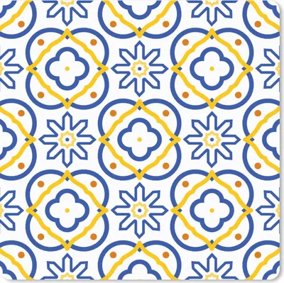 Produktbild von MuchoWow® Mauspad Mousepad Blume - Blau - Gelb - Kacheln - Muster 30x30 cm - Mousepads - Maus Mat - Pad - Mausunterlage - Gaming
