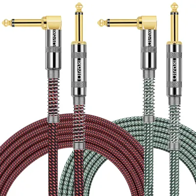 Immagine prodotto di Cavo per chitarra, 3 metri, confezione da 2 pezzi. Cavo audio con connettore jack TS mono da 6,35 mm